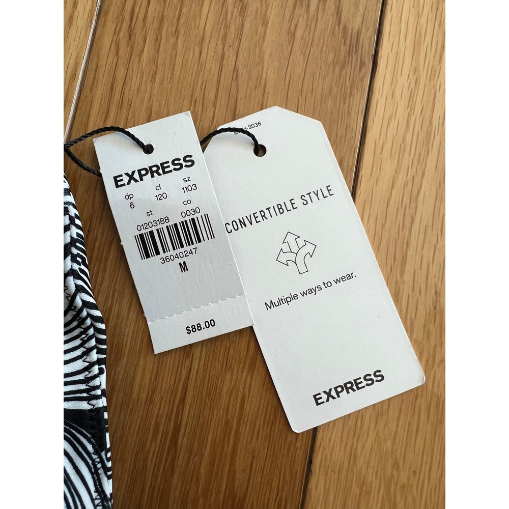 NEW Express Floral Plunge Halter One Piece Swim Suit Convertible Contour Size M - Picture 2 of 5